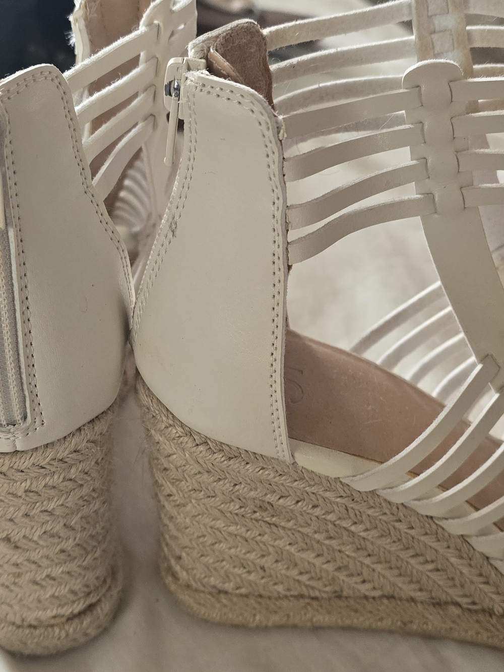 JustFab White Strappy Espadrille Wedge Sandals